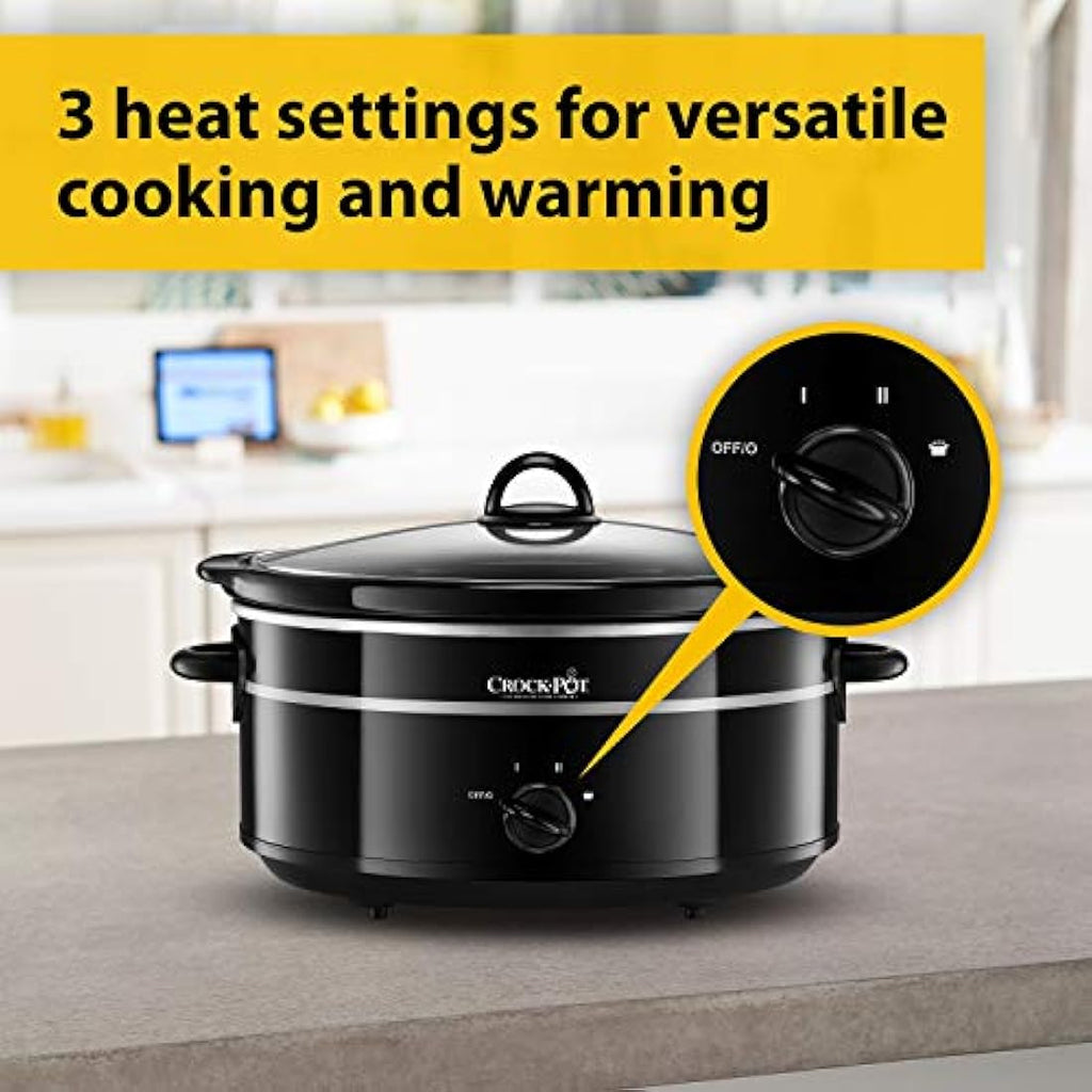 Crock-Pot Slow Cooker – 6.5L Large Ceramic Bowl with 3 Heat Settings