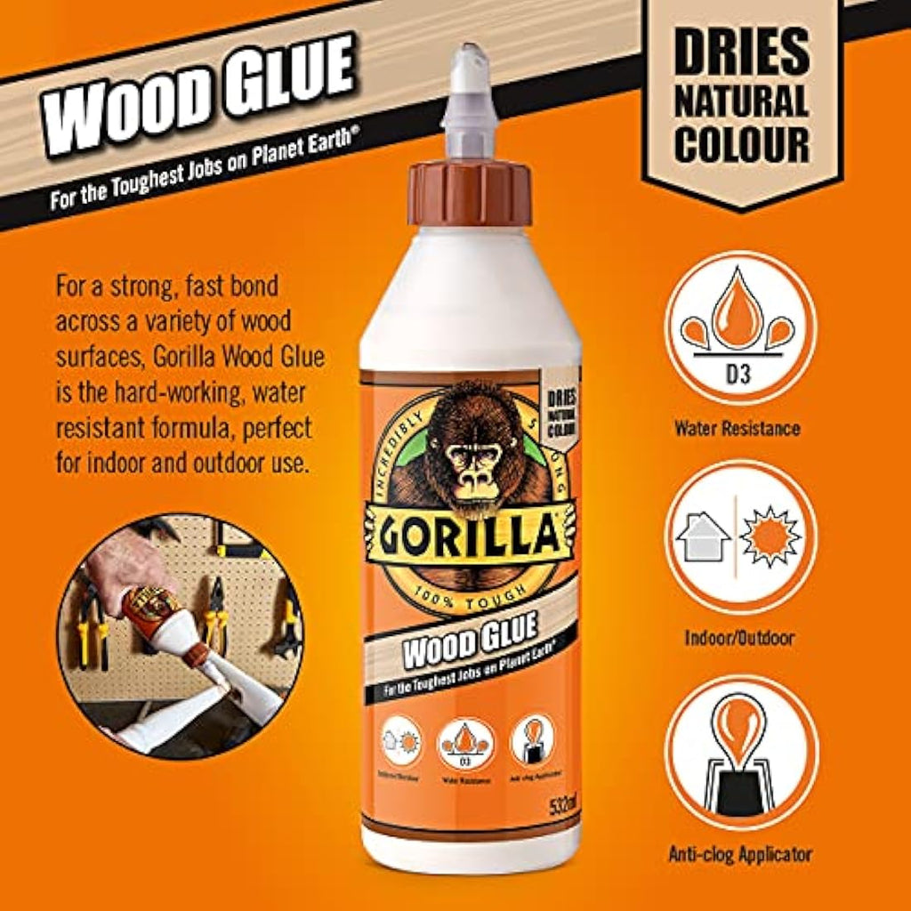Gorilla Wood Glue 1L – High Strength Adhesive for Carpentry and Woodworking