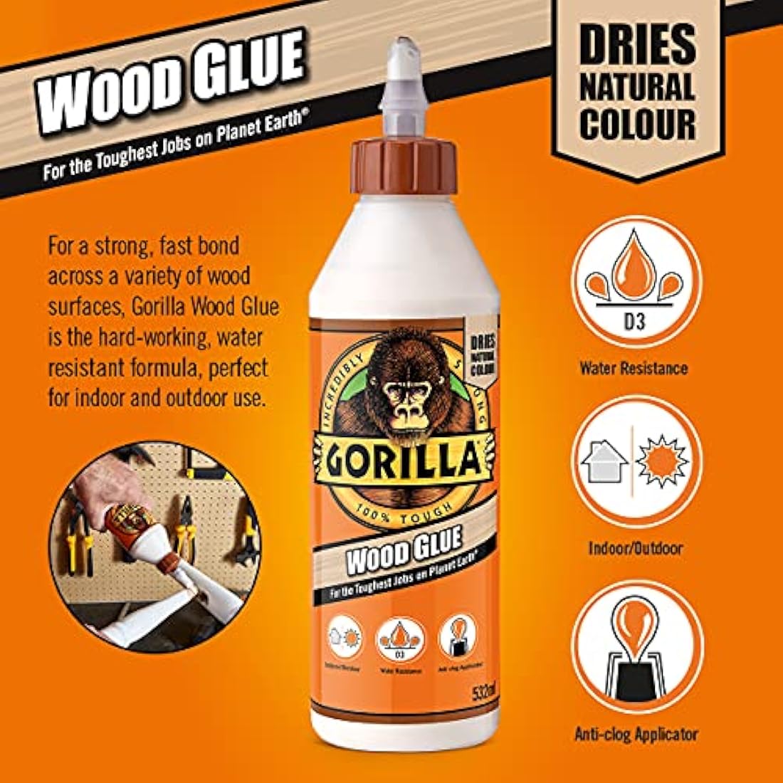 Gorilla Wood Glue 1L – High Strength Adhesive for Carpentry and Woodworking