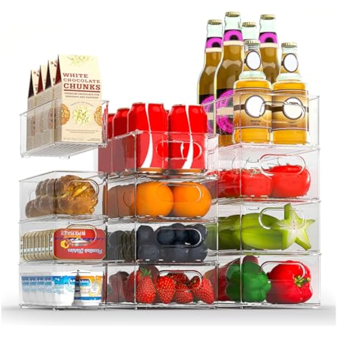 Finew Fridge Organiser Set of 12 | Stackable Clear BPA-Free Storage Bins