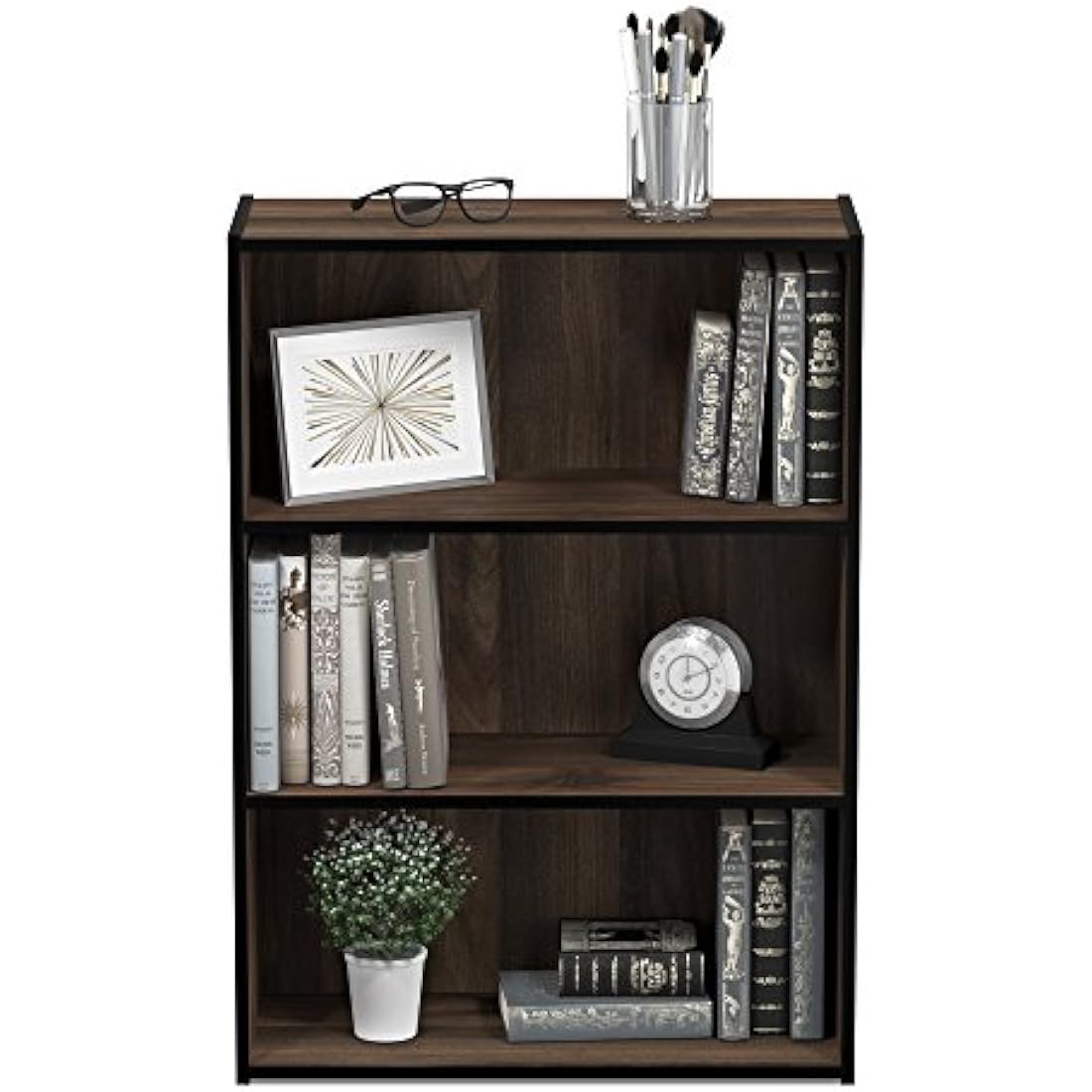 Furinno Pasir 3-Tier Open Shelf Bookcase – Columbia Walnut Wood