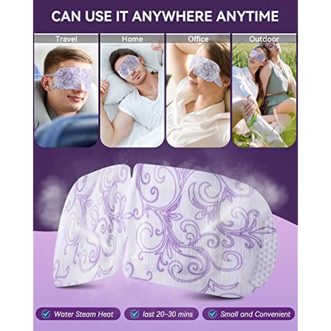 ProCIV Steam Eye Mask – 30 Pack Self-Heating Lavender Sleep Mask