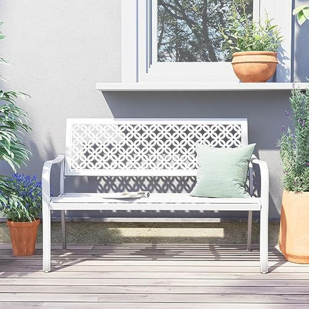 Jolof Store Garden Bench – 3 Seater Rust-Resistant Metal Outdoor Seat