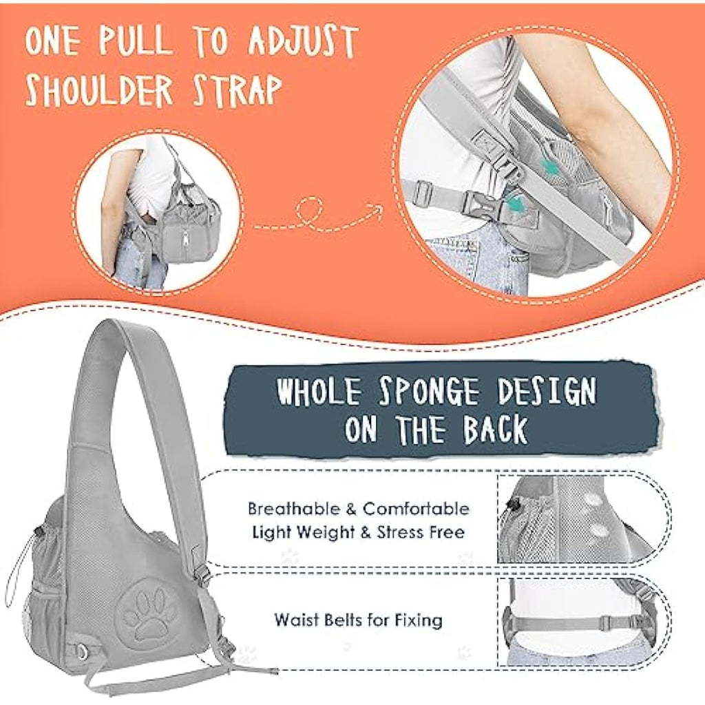 Eyein Pet Sling Carrier – Small Dog & Cat Travel Bag with Hard Bottom