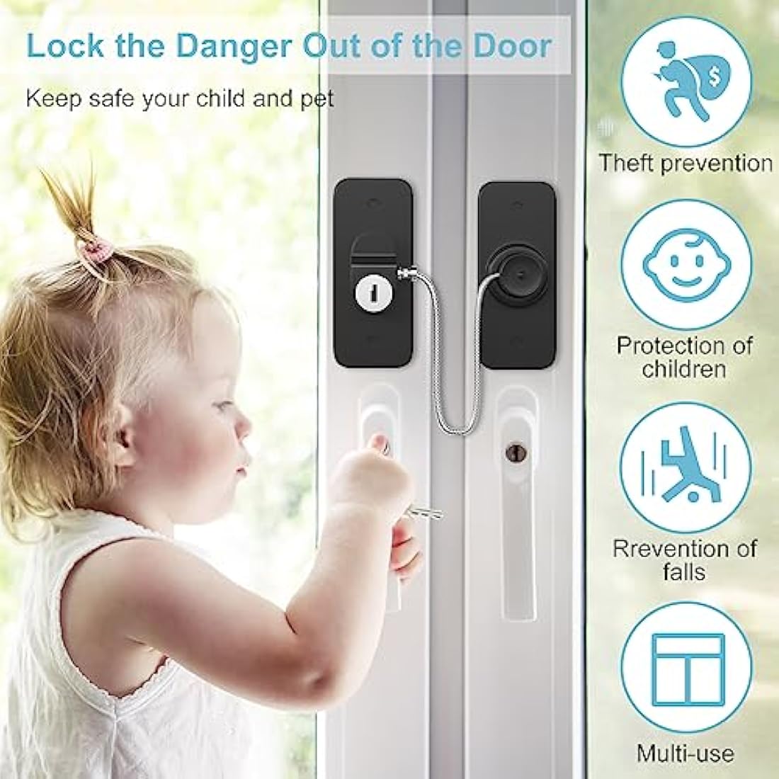AOSITE Window Safety Lock 2-Pack – Self-Adhesive Childproof Cable Lock