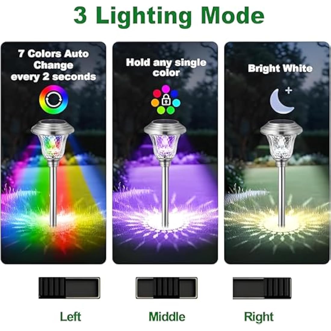 BEAU JARDIN Solar Pathway Lights | 8 Pack Waterproof Stainless Steel Glass