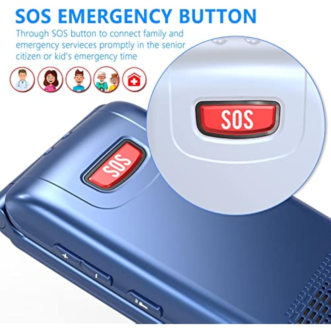 Jolof Store G380D Senior Flip Phone – Unlocked Big Button Mobile (Blue)