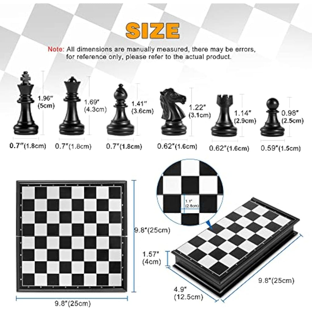 Snocyo Magnetic Chess Set – Portable Folding Travel Board for Kids & Adults