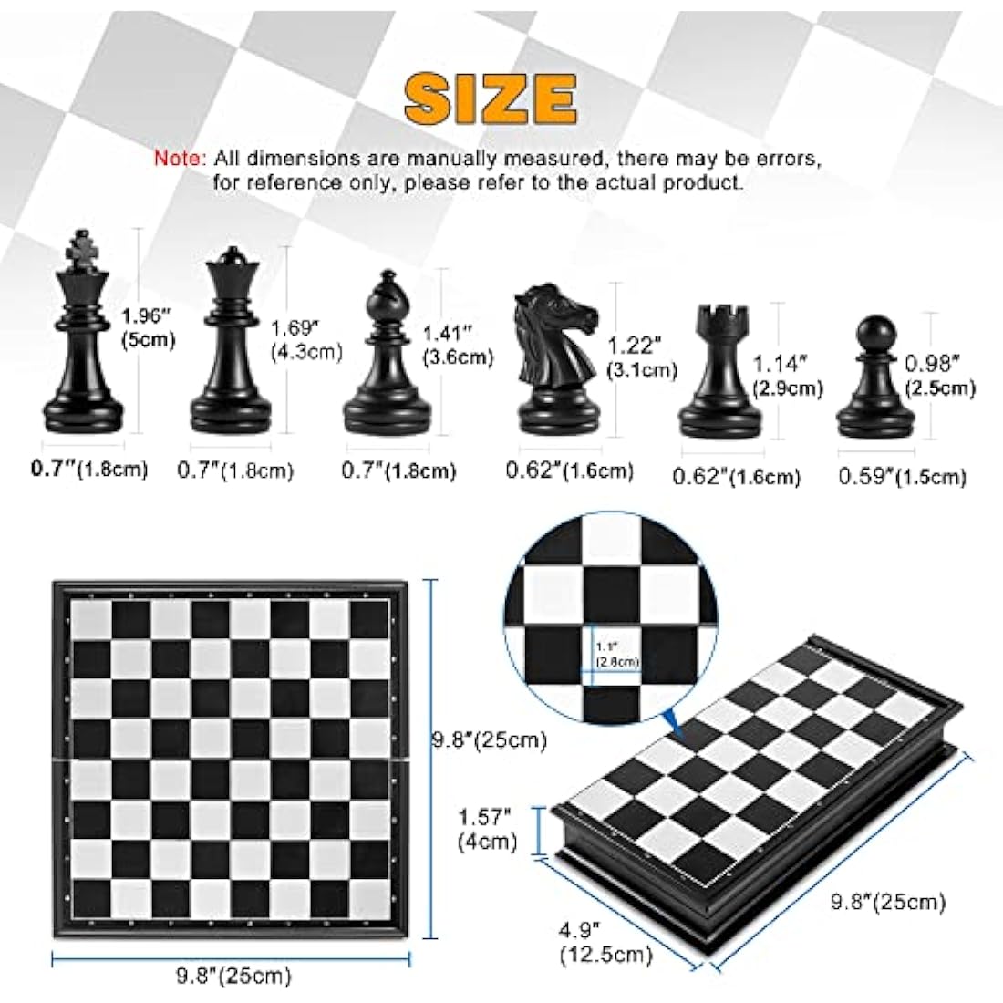 Snocyo Magnetic Chess Set – Portable Folding Travel Board for Kids & Adults