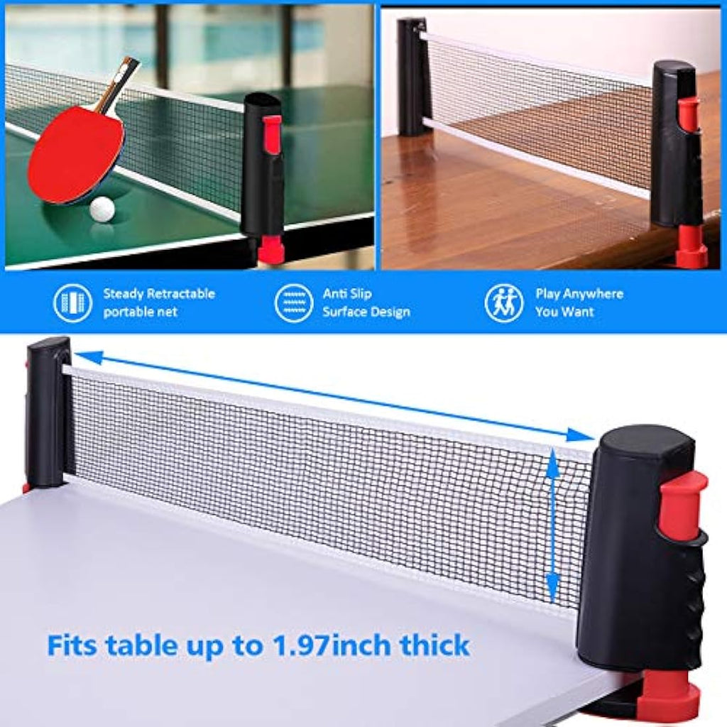 FBSPORT Table Tennis Set | 2 Ping Pong Paddles, Retractable Net & 6 Balls