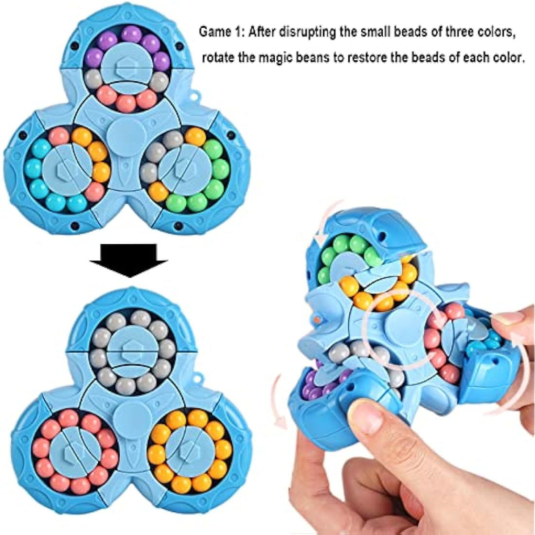 Magic Bean Rotating Cube – Double-Sided Fidget Spinner Puzzle