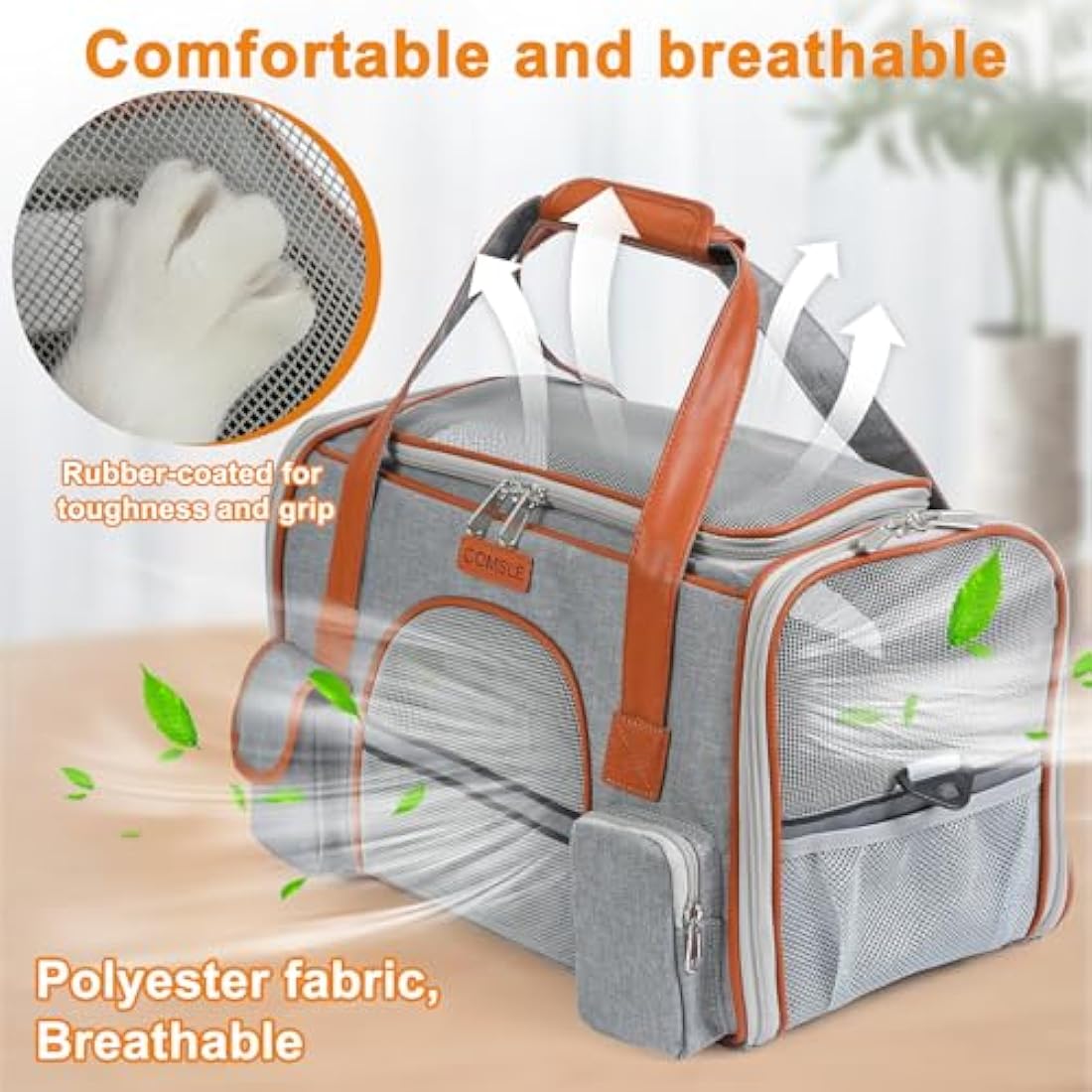 COMSLE Airline Approved Pet Carrier Bag | Large Breathable Dog Travel Bag