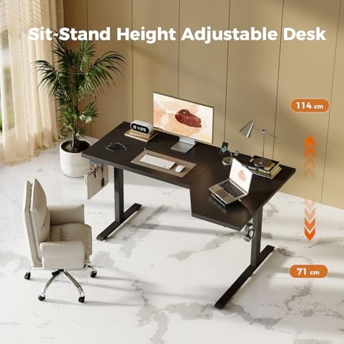 Agilestic L-Shaped Electric Standing Desk | 140cm Height Adjustable - Black