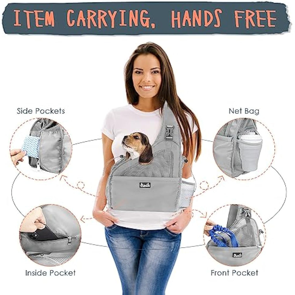 Eyein Pet Sling Carrier – Small Dog & Cat Travel Bag with Hard Bottom