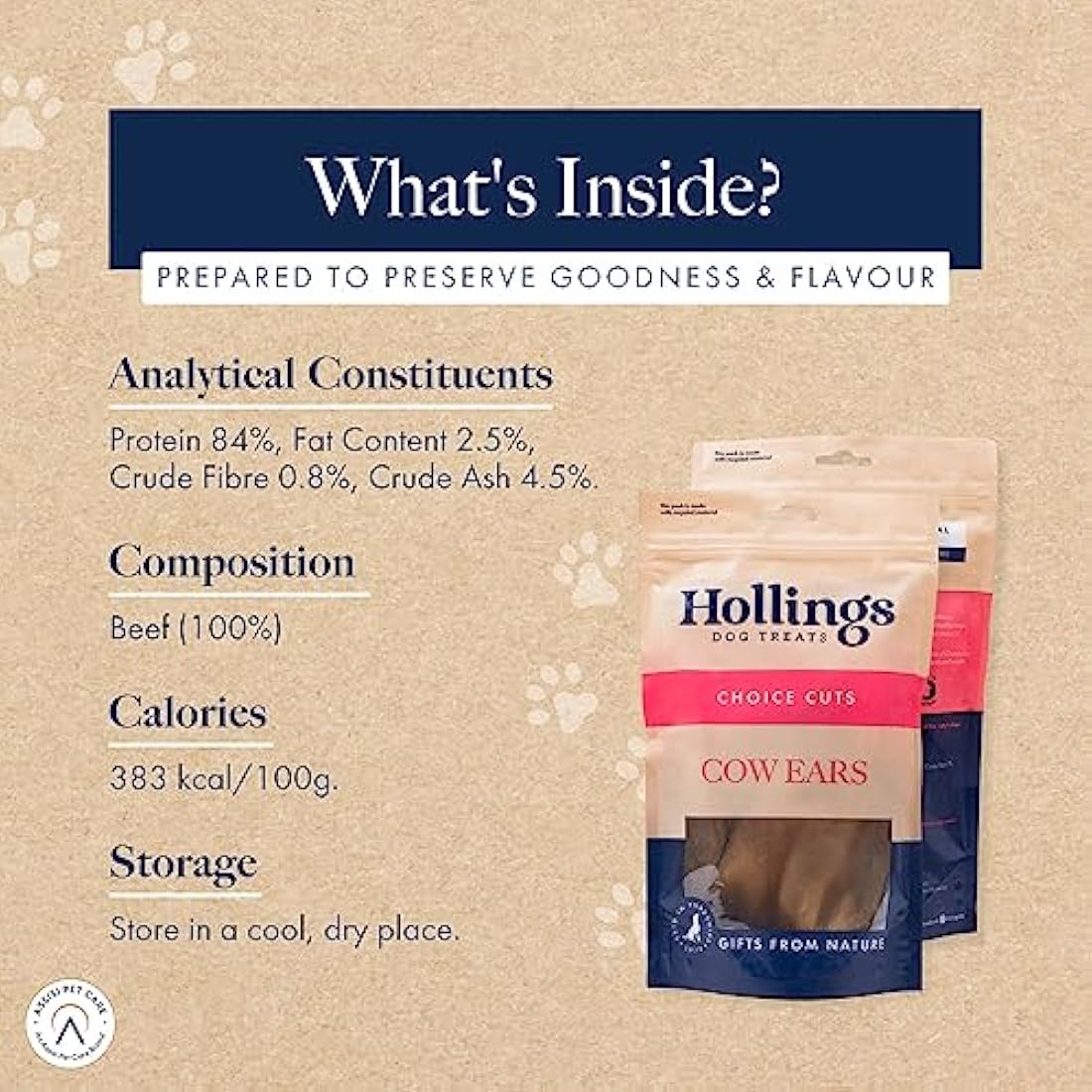 Hollings Natural Cow Ears Dog Treats | Grain Free Joint Support (40 Pack)