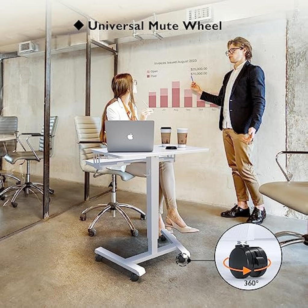 BONTEC Mobile Standing Desk – Height Adjustable Two-Tier Laptop Workstation