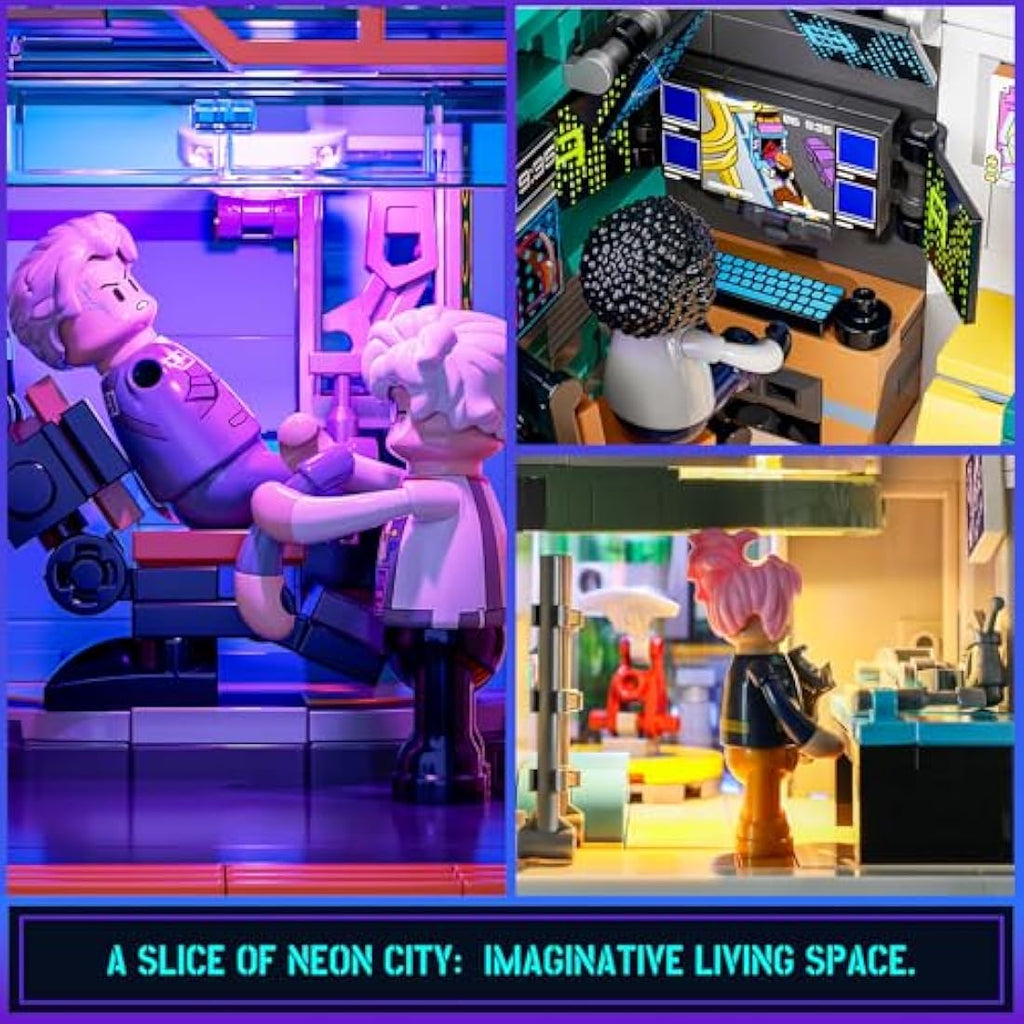 FUNWHOLE Cyberpunk Mansion LED Building Set – 2524 Pcs Modular City