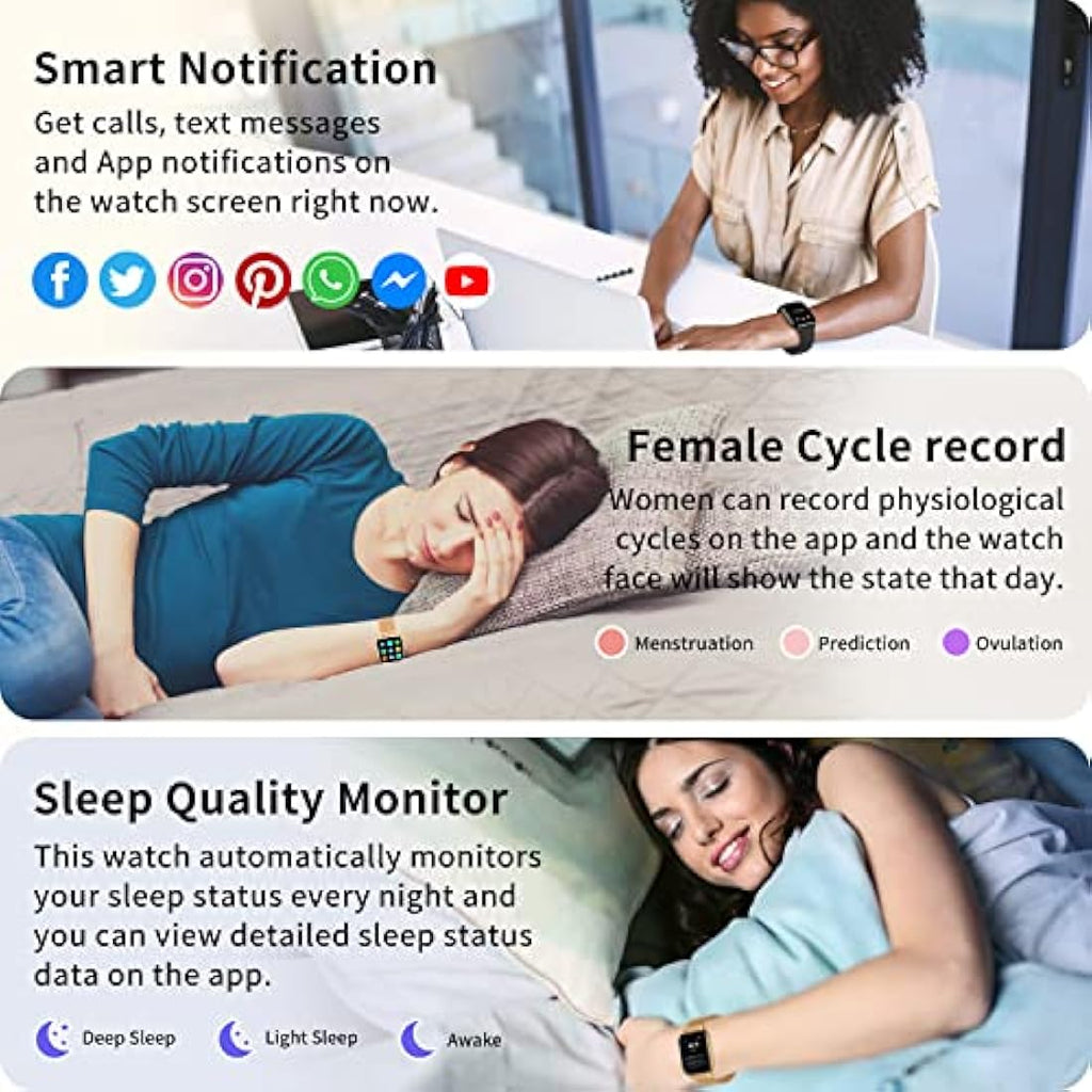 Popglory Smart Watch - 1.85" Fitness Tracker with Bluetooth Call & 2 Straps