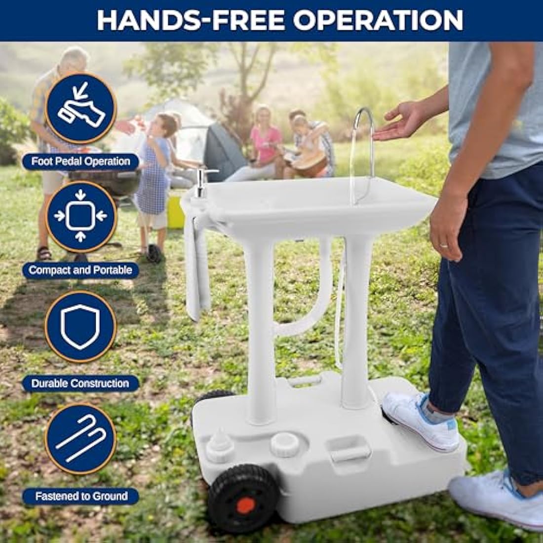 SereneLife Portable Camping Sink - 30L Outdoor Handwashing Station
