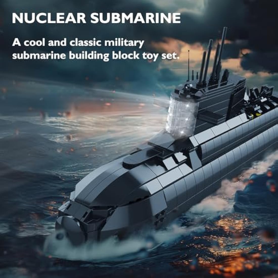 JMBricklayer Nuclear Submarine Building Blocks Model Kit with Lights