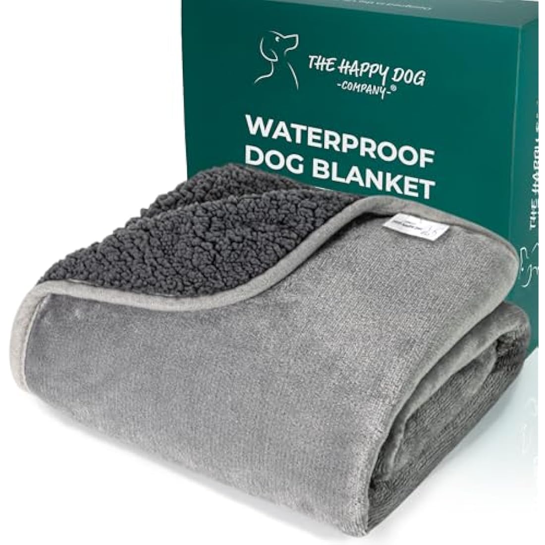 Jolof Store Waterproof Dog Blanket – Soft Sherpa Fleece Pet Throw, Grey