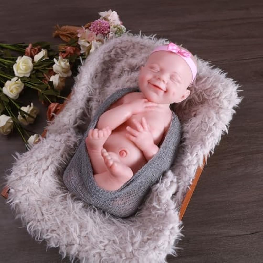 45CM Realistic Full Silicone Reborn Baby Doll – Bald Girl