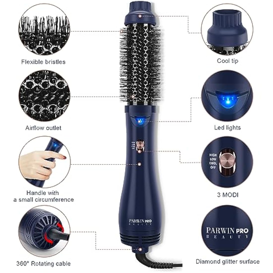 4-in-1 One-Step Hair Dryer Brush | Ionic Volumizer – Prussian Blue