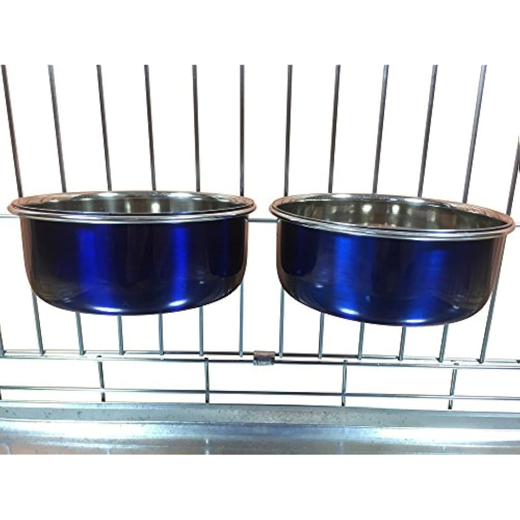 Ellie-Bo Dog Crate Bowls | 0.9L Blue Stainless Steel Bolt-On Pair
