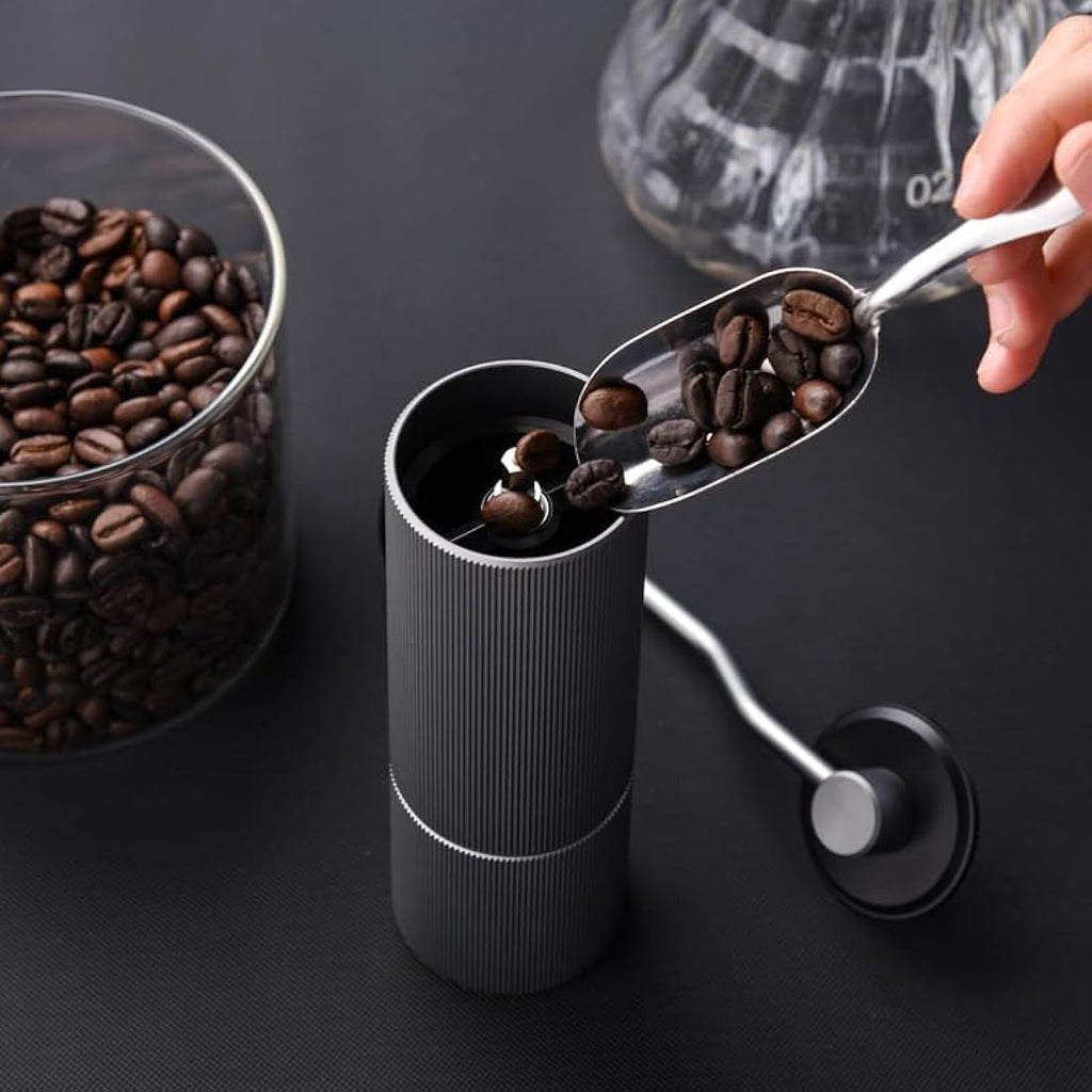 ELMWAY Manual Coffee Grinder – Stainless Steel Burr & Aluminium Body
