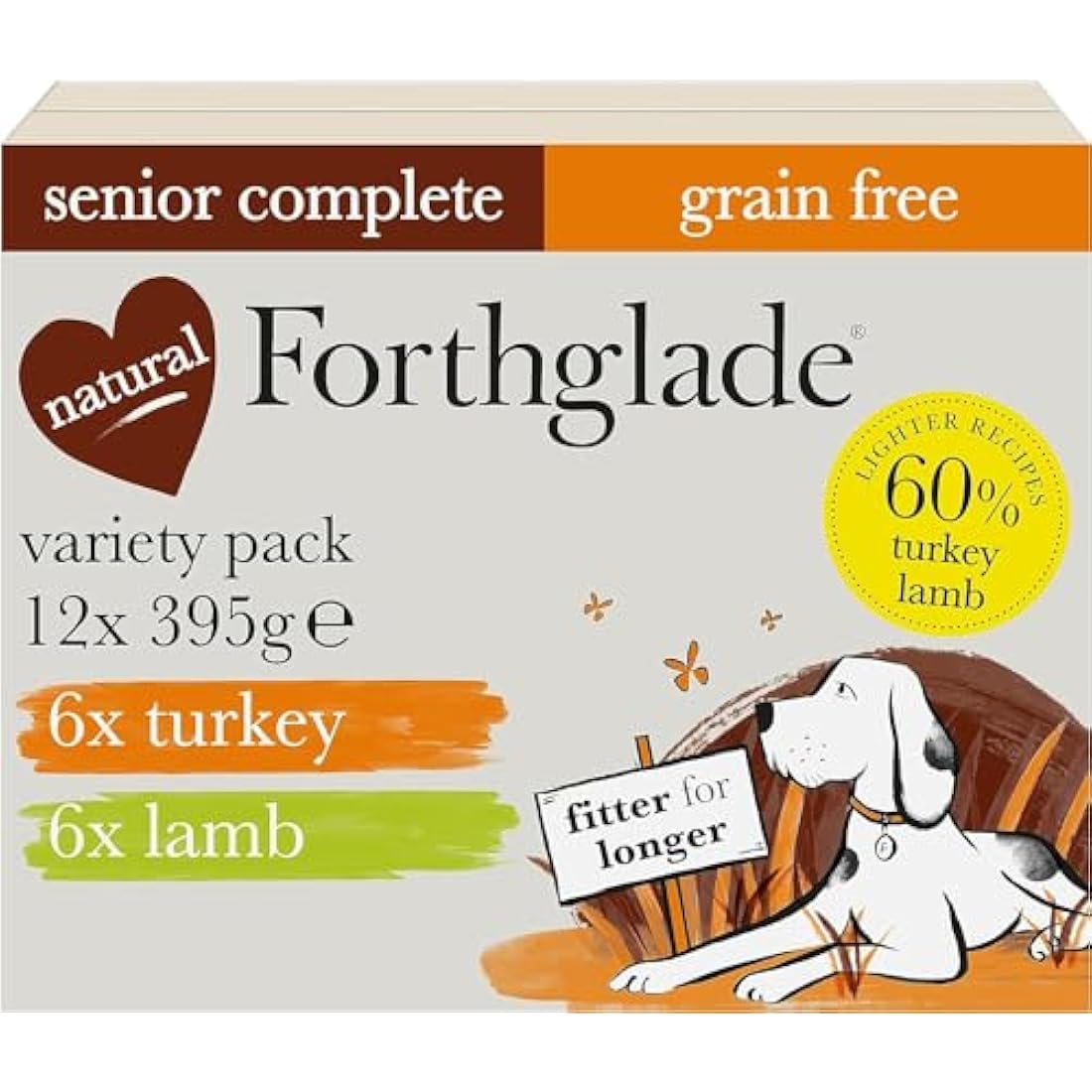 Forthglade Senior Wet Dog Food Variety Pack | Grain Free (12 x 395g)