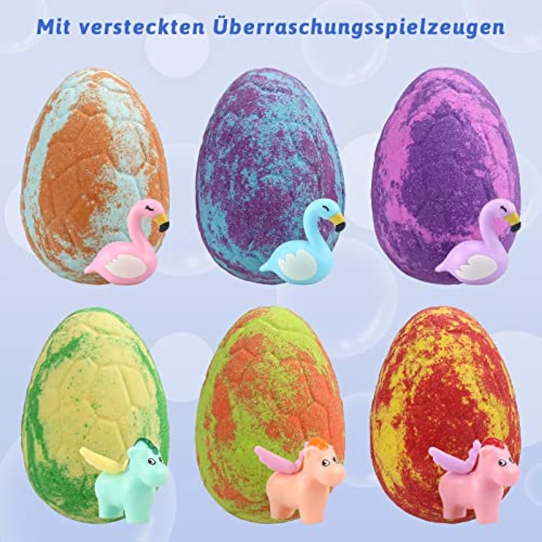 Kids Dinosaur Egg Bath Bombs with Surprise Toys - 6 Pack