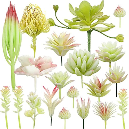 20 PCS Artificial Succulents Picks | Flocked Faux Plants
