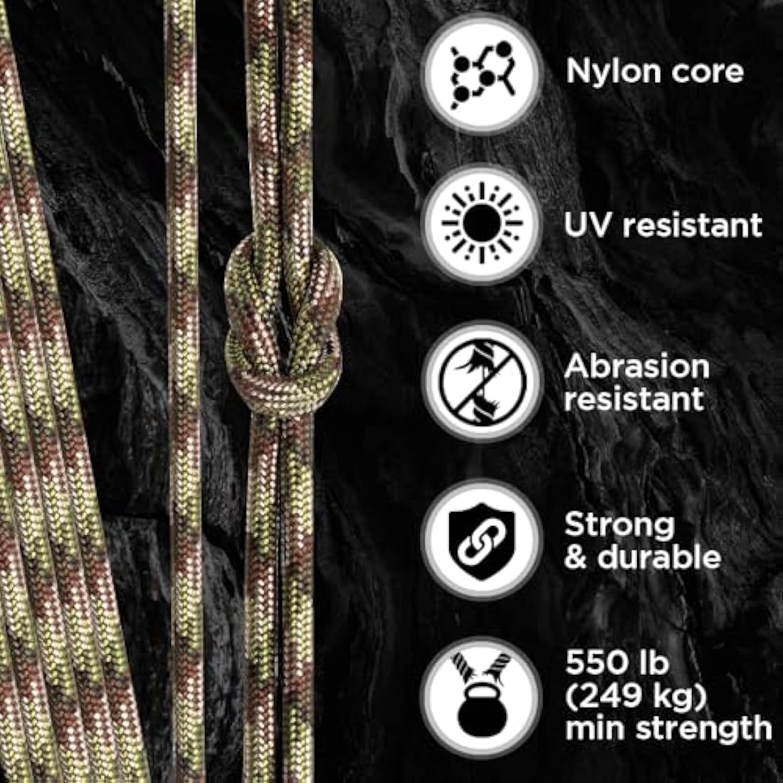 TECEUM 550lb Paracord – 4mm Nylon Tactical Survival Rope for Camping