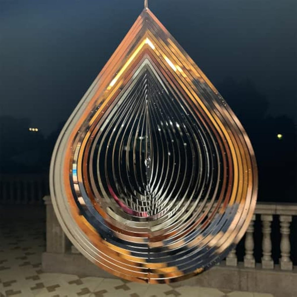 12" 3D Stainless Steel Wind Spinner – Metal Garden Sculpture