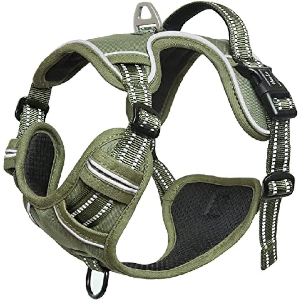 HEELE No-Pull Dog Harness | Reflective Padded Adjustable Vest - Green