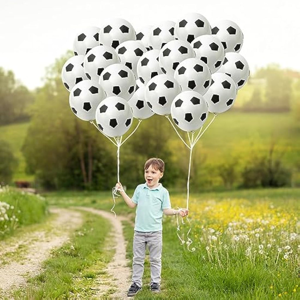 35 Pcs Football Balloons – 12 Inch Black & White Latex Party Decor