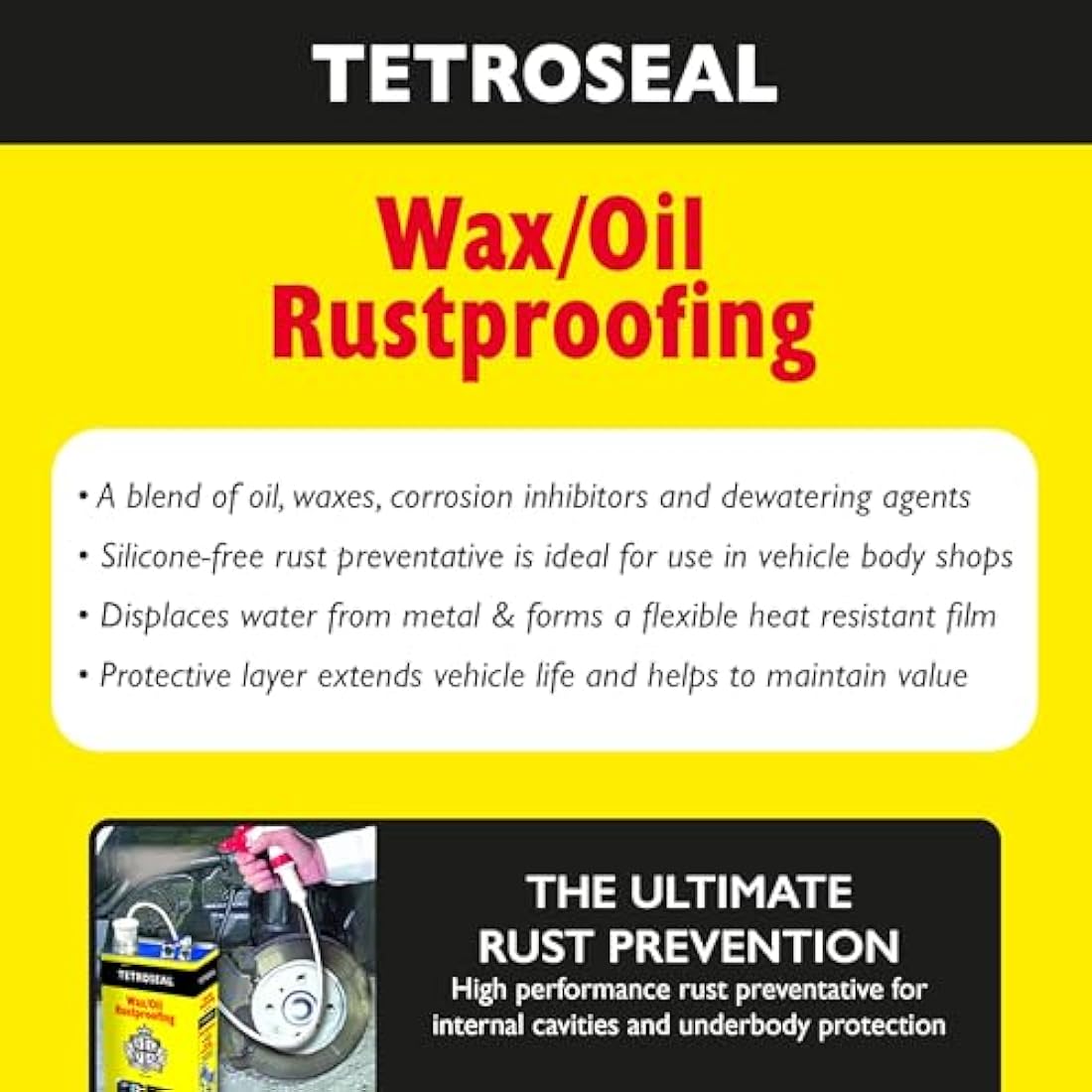 Tetroseal Waxoil Clear Car Rust Proofing - 5L Heavy Duty Metal Sealant