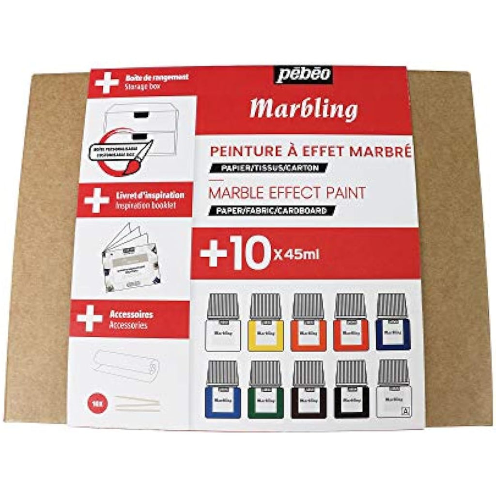 Pébéo Marbling Collection Set - 10 x 45ml Assorted Water-Based Paint Kit