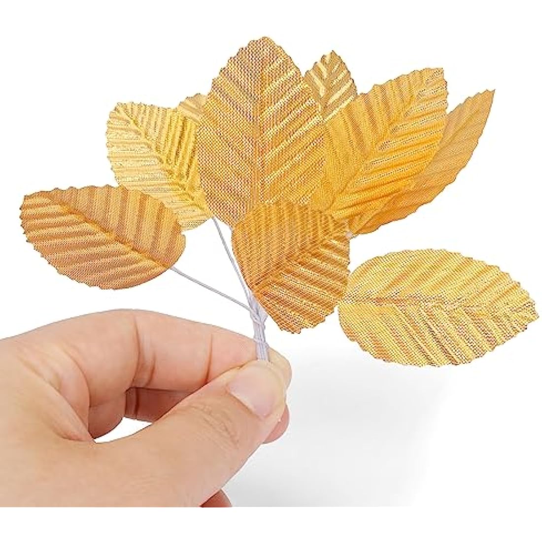 Jolof Store 200Pcs Gold Artificial Silk Rose Leaves for DIY Crafts