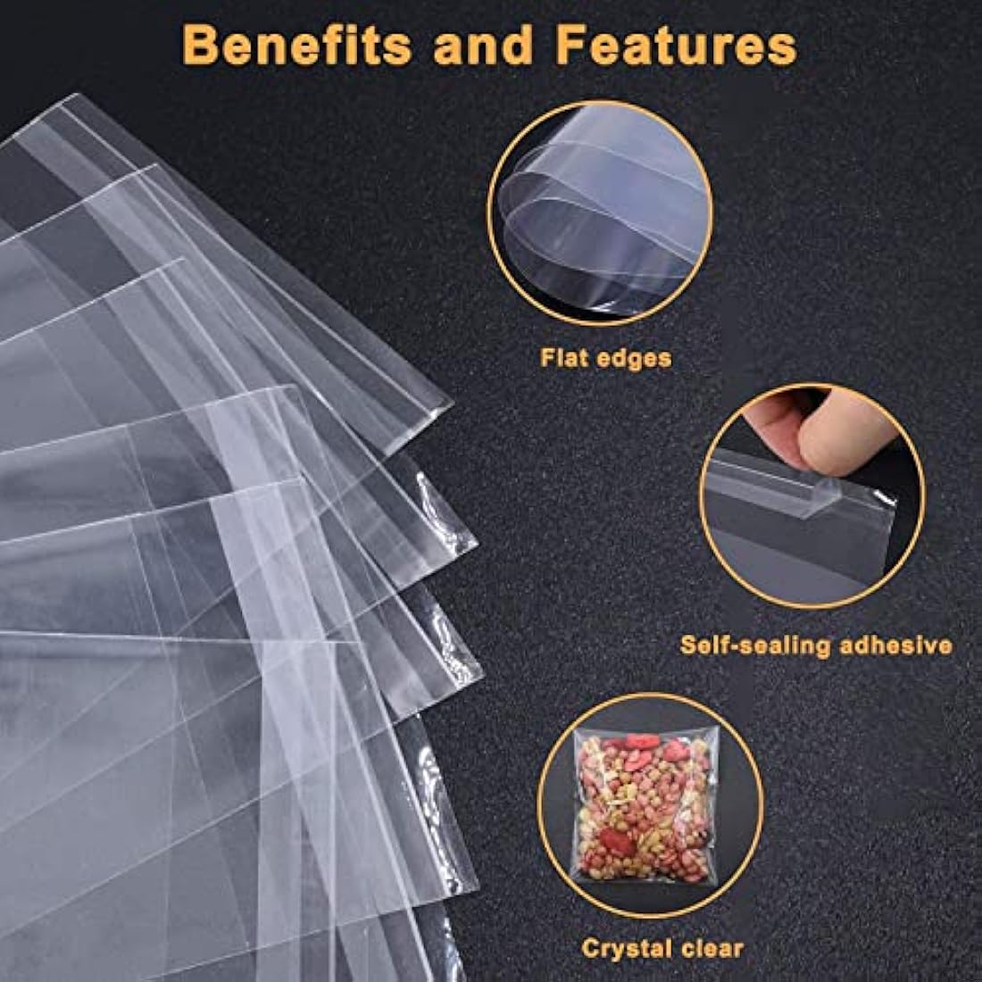 Sabco 100 Clear Cello Bags - Self Seal Food Safe OPP Display (12 x 16")