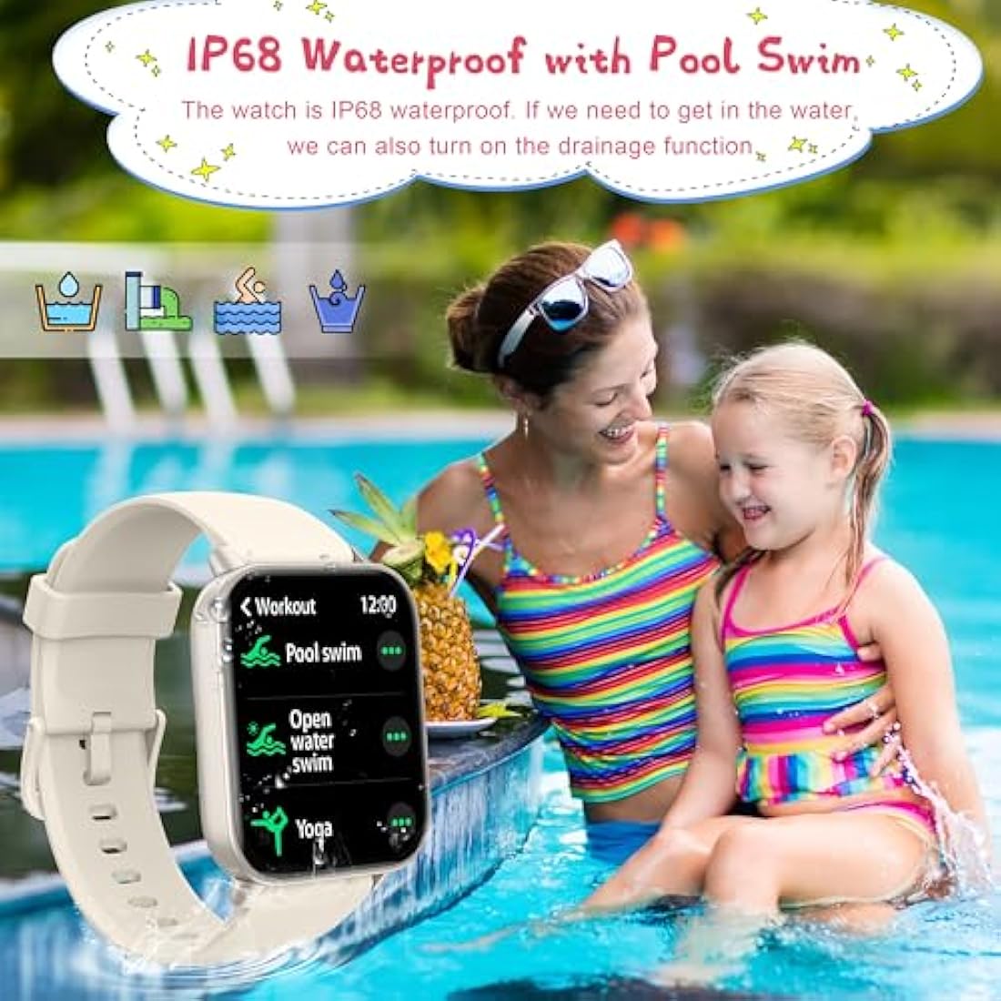 KALINCO Kids Smart Watch | IP68 Waterproof Fitness Tracker with 100 Sports