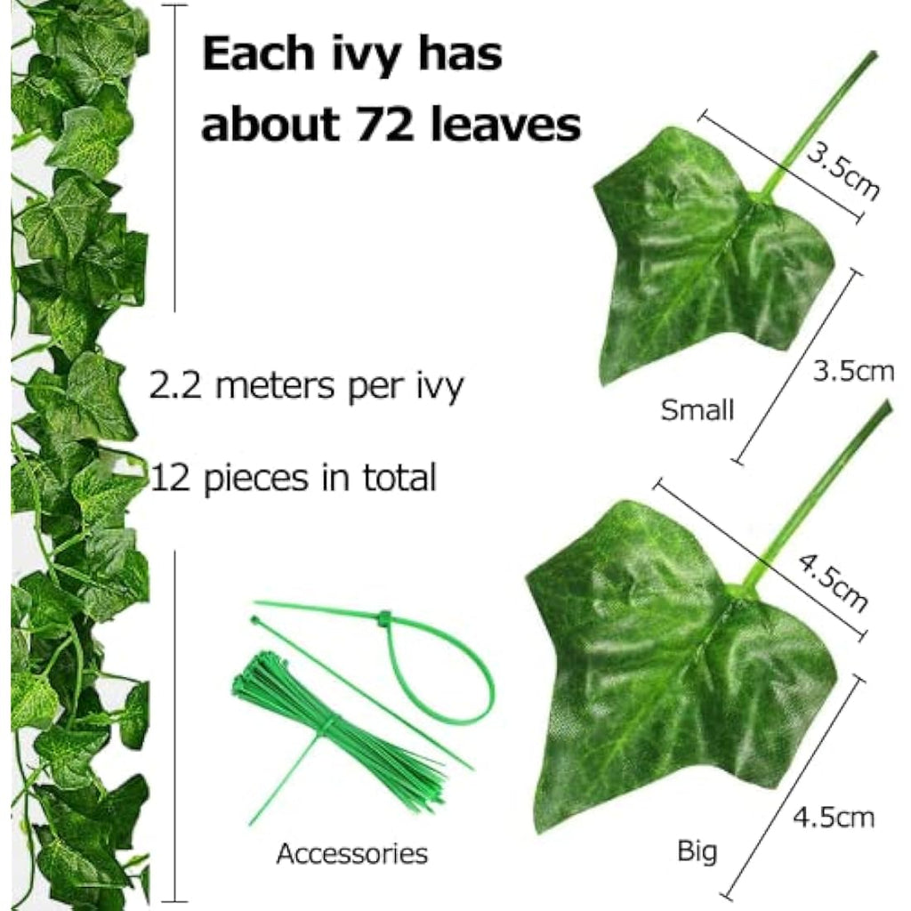 Jolof Store Artificial Ivy Garland – 12 Pack Fake Greenery Vines, 86in