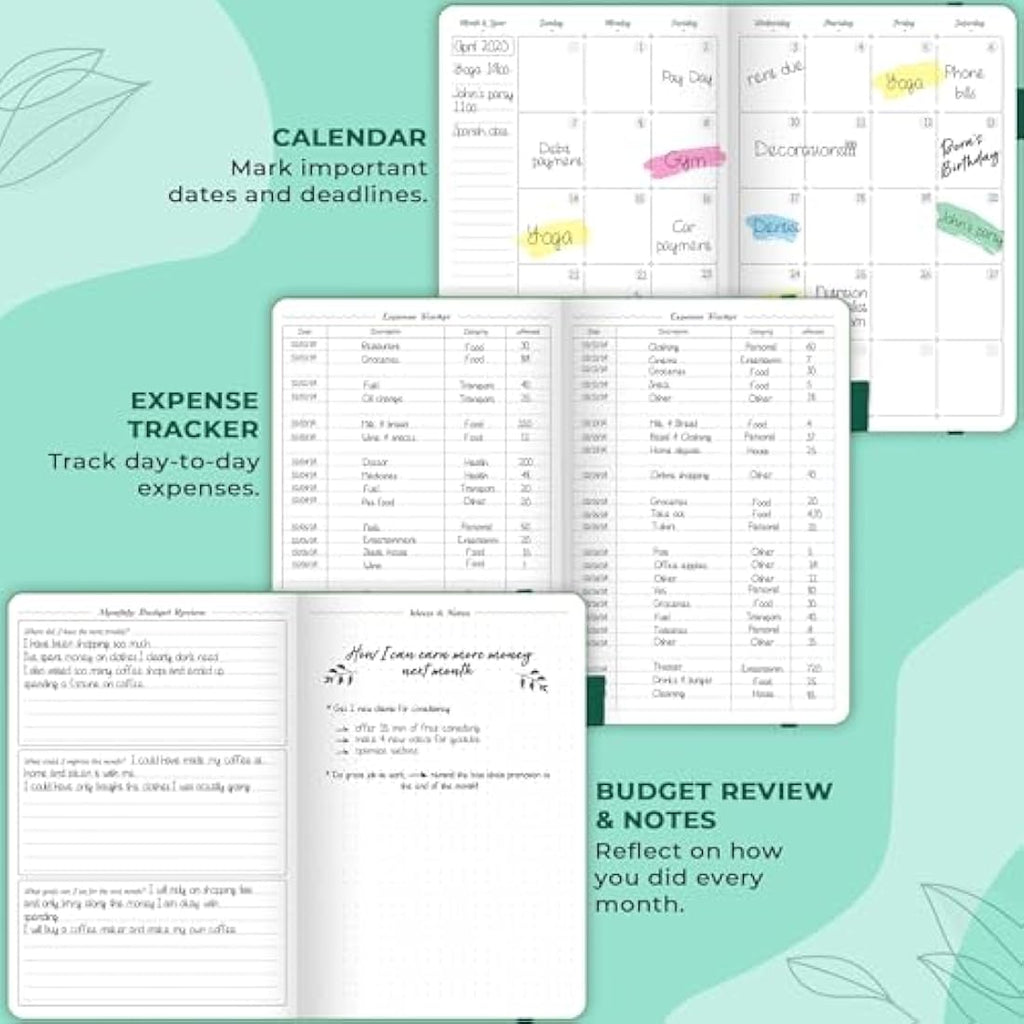 GoGirl Budget Planner – Undated Monthly Expense Tracker & Journal, Emerald
