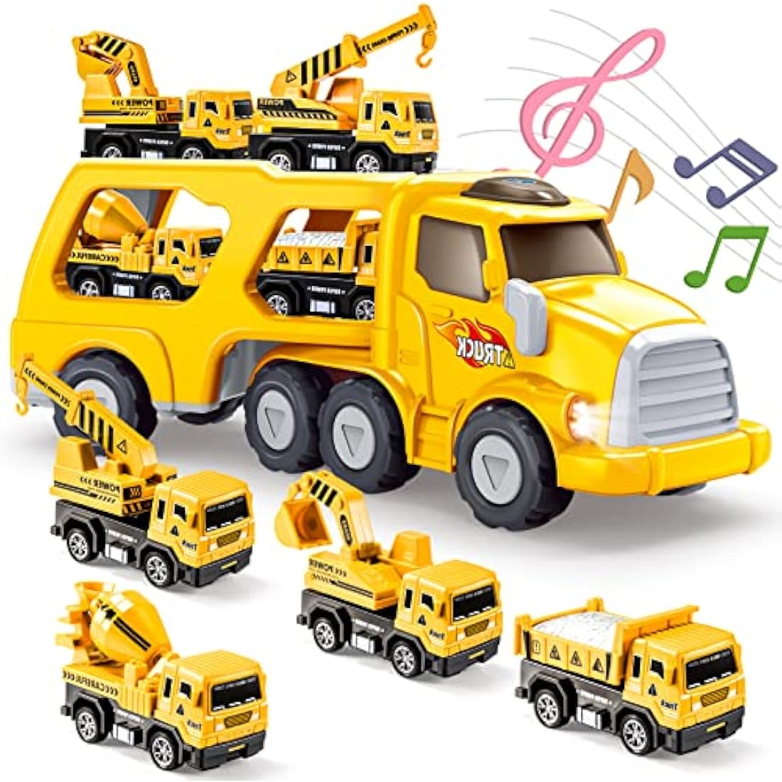 EUTOYZ 5-in-1 Construction Toy Truck Set with Lights and Music