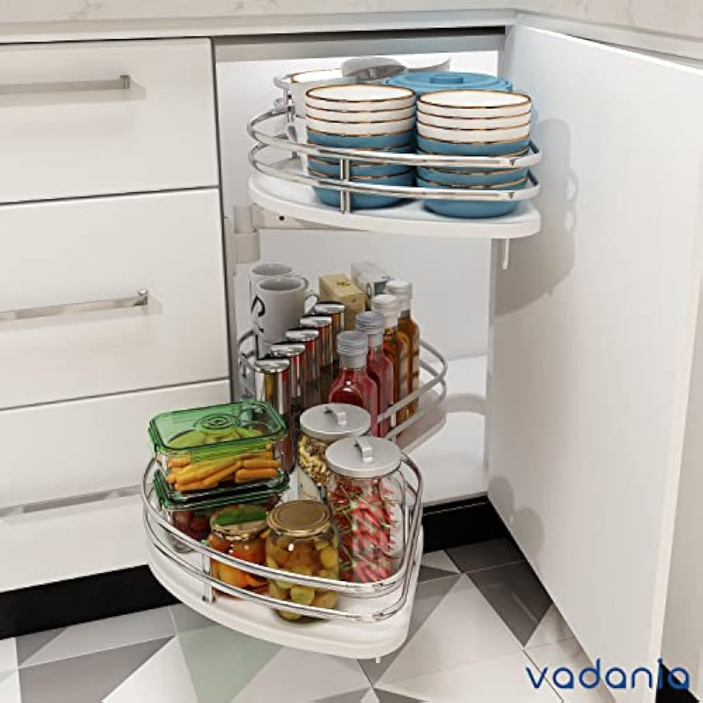 VADANIA Blind Corner Cabinet Organizer - 2-Tier Soft Close Swing Tray