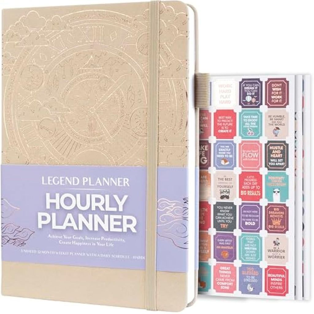 Legend Planner Hourly Schedule – Undated A5 Daily Organizer, Seashell