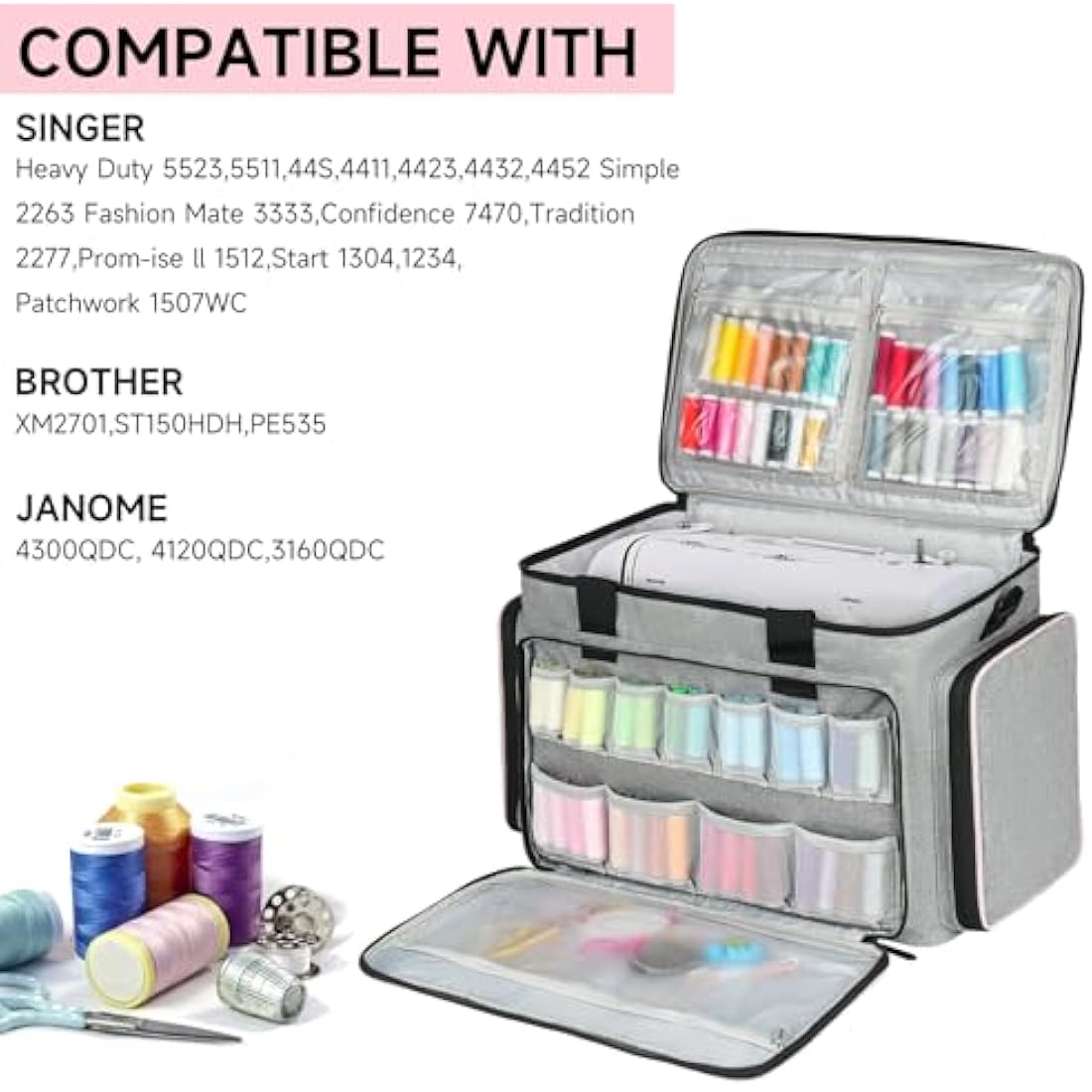 Sewing Machine Carrying Case | Universal Travel Tote - Grey