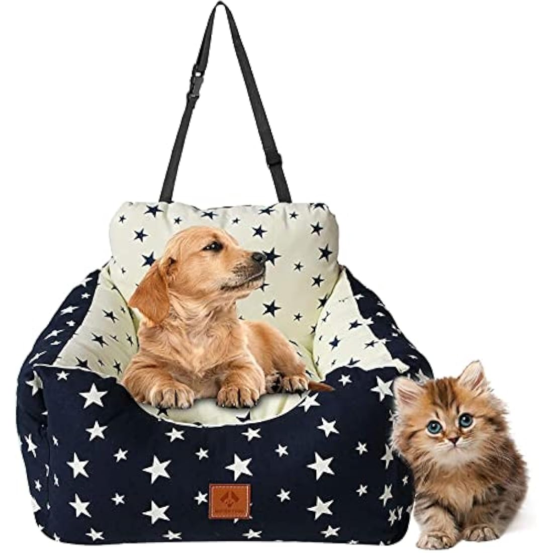 2-in-1 Dog Car Seat | Washable Pet Booster Bed - Navy Star