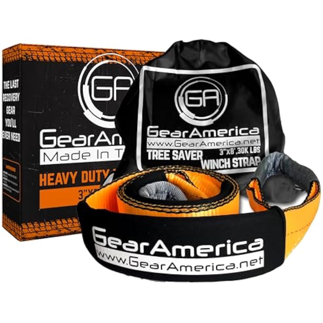 GearAmerica Tree Saver Winch Strap | 35,000 lbs Heavy Duty Towing Rope