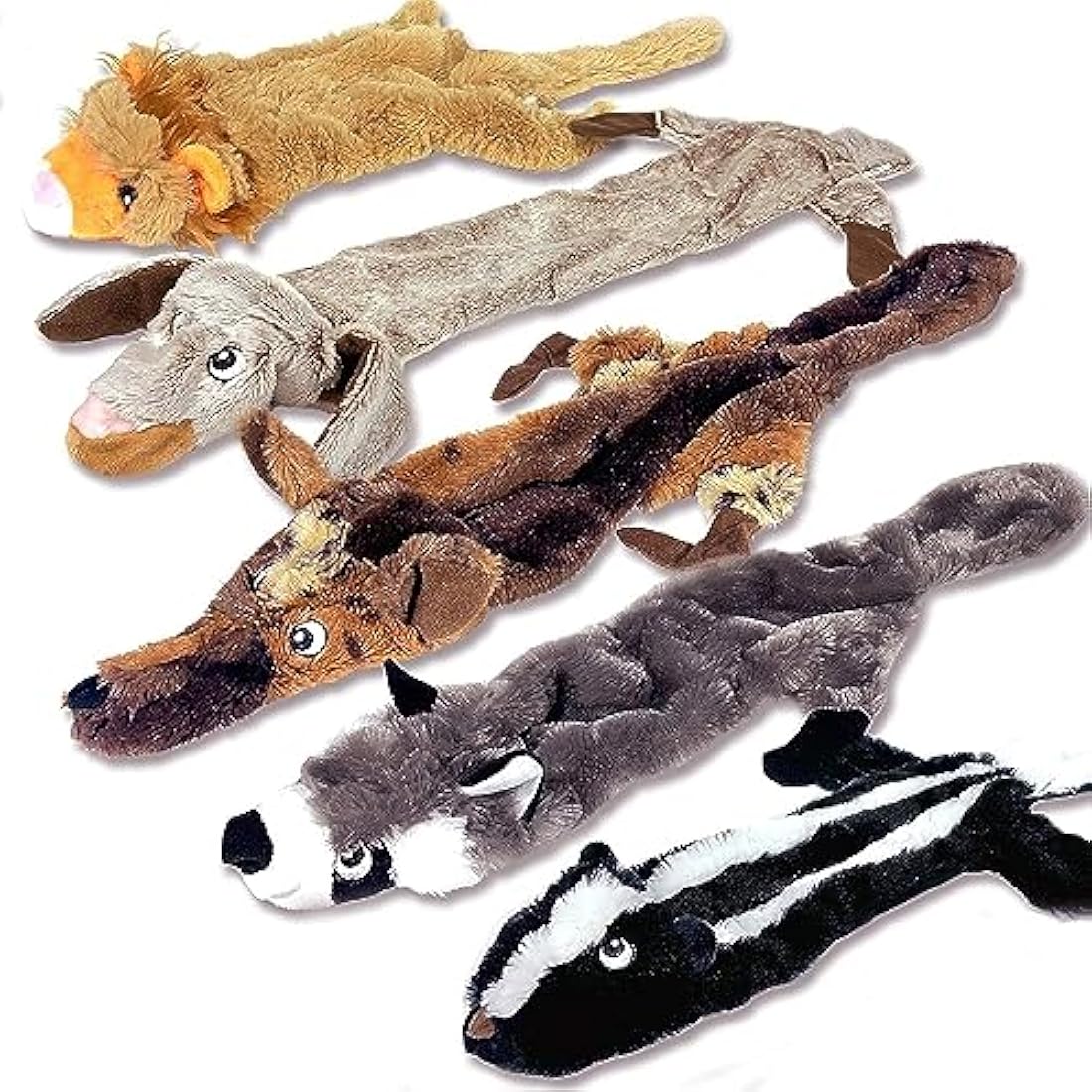 Stuffing Free Squeaky Dog Toys – 5 Pack Durable Plush Animals